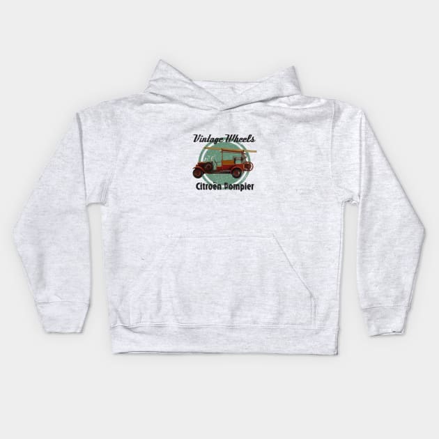 Vintage Wheels - Citroën Pompier Kids Hoodie by DaJellah